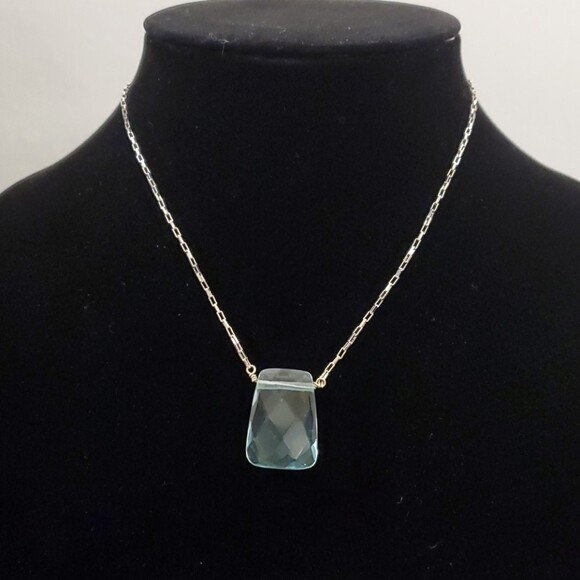 Green Facet Bead Pendant Necklace #1417