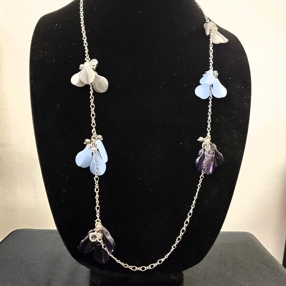 Purple Grey Cluster Bead Necklace #1428