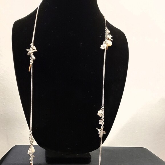 Silvertone Dove Charm Cluster Necklace #1443