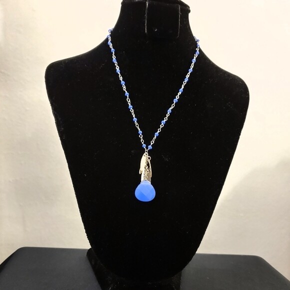 Periwinkle Bead Pendant Necklace #1452