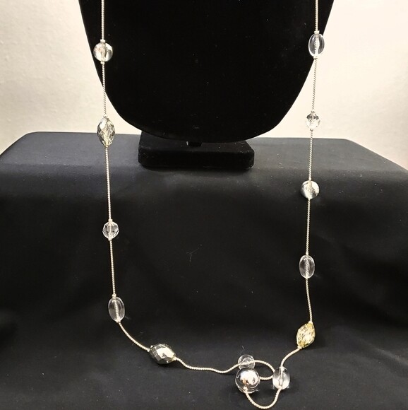 LOFT Clear &amp; Silver Facet Bead Necklace #1448