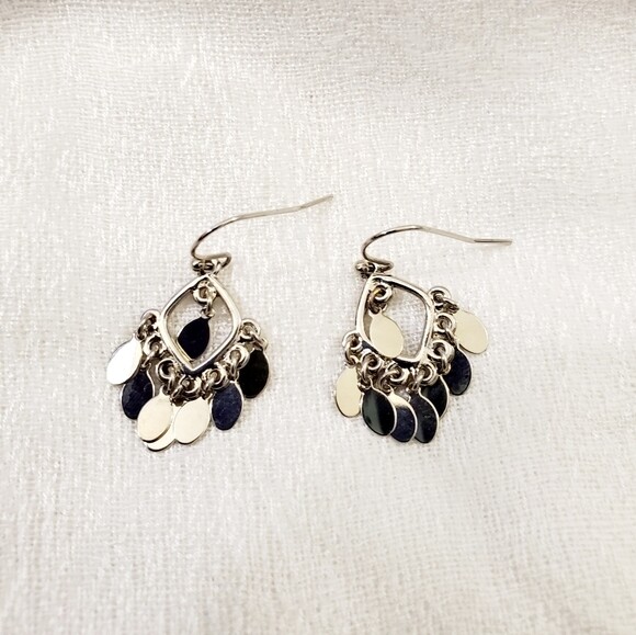 LOFT Silvertone Dangle Disc Earrings #1457