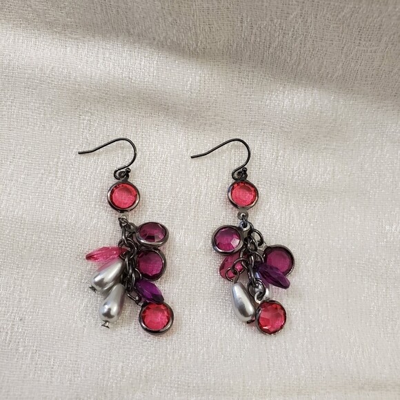 LOFT Pink / Silver Bead Earrings #1456