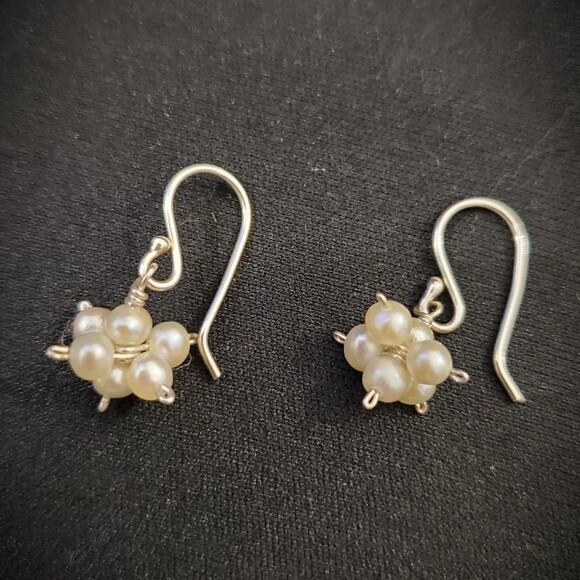 Faux Pearl Cluster Dangle Earrings #1472