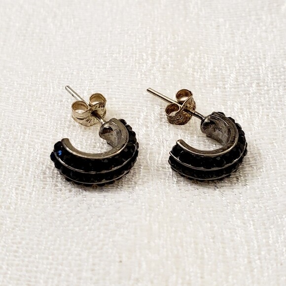 LOFT Black Rhinestone Half Moon Earrings #1464