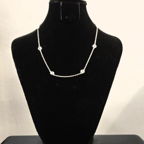 Silvertone Rhinestone Necklace #1460