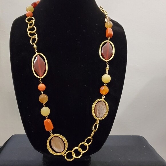 LOFT Goldtone Coral Stone Necklace #1484