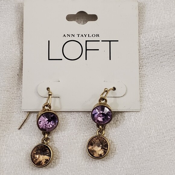 LOFT Purple/Amber Drop Earrings #1517
