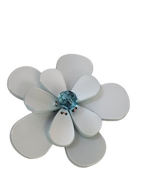 LOFT Blue Floral Rhinestone Center Brooch #1036