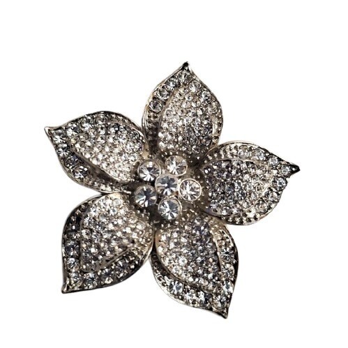 Ann Taylor Floral Rhinestone Pin Brooch #391