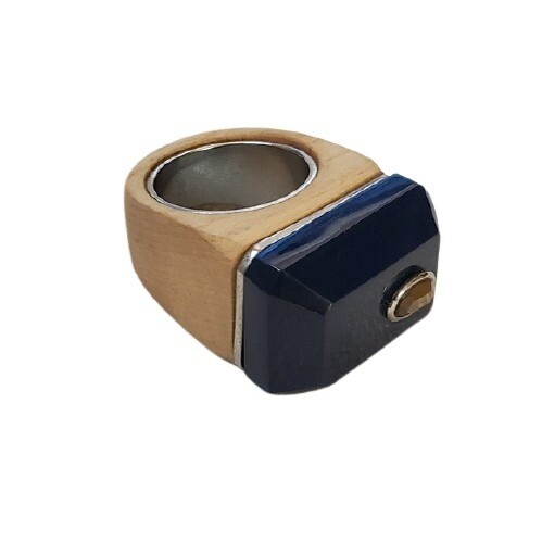 LOFT Blue Resin Wood Ring Sz 7.25 #1255