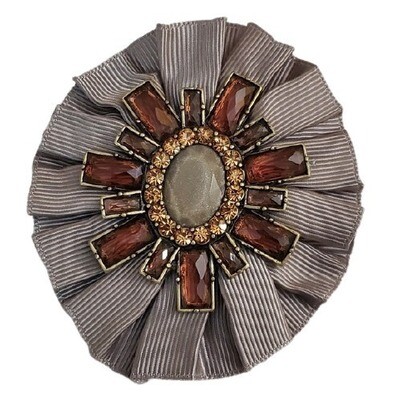 LOFT Grey Brown Rhinestone Pin Brooch #427