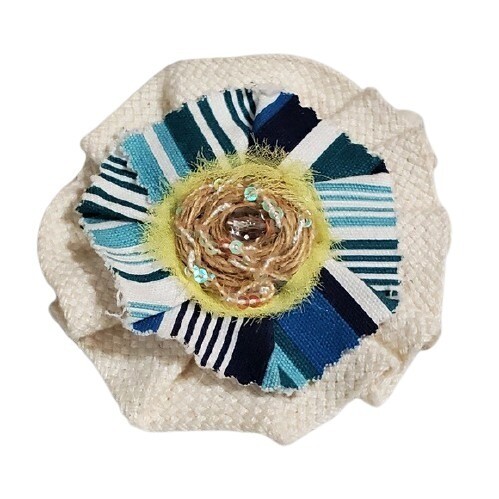 LOFT Cream Blue Sequin Pin Brooch #460