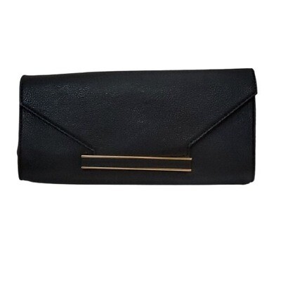 Ann Taylor Black Leather Clutch Bag #1597