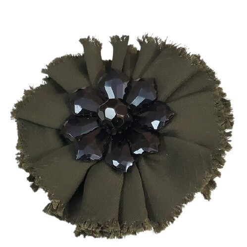 LOFT Safari Green Sequin Flower Pin Brooch #419