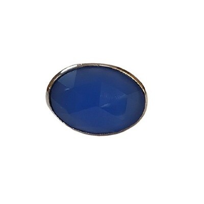 LOFT Blue Facet Stone Silvertone Ring sz 7 #1259