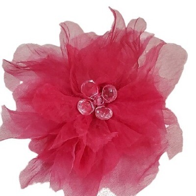 LOFT Pink Tulle Beaded Floral Pin Brooch #421