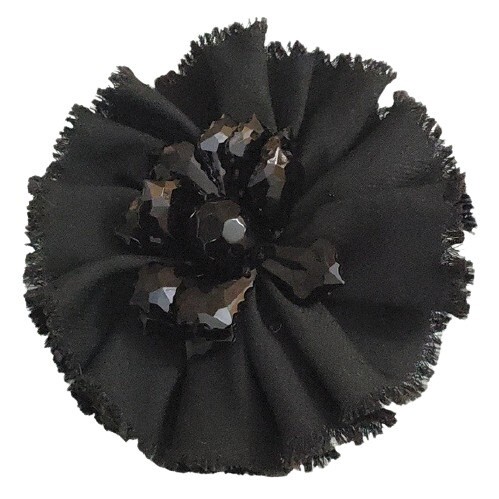 LOFT Black Floral Beaded Pin Brooch #428