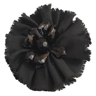LOFT Black Floral Beaded Pin Brooch #428