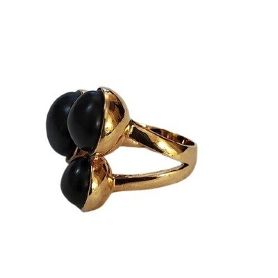 Ann Taylor Goldtone Black Stone Ring sz 7 #1267