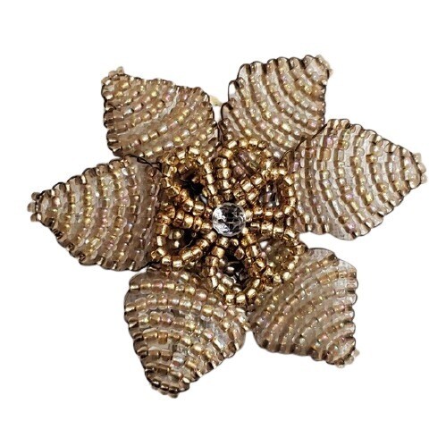 LOFT Taupe Seed Bead Floral Hair Pin/Brooch #446