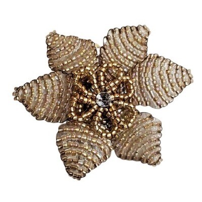 LOFT Taupe Seed Bead Floral Hair Pin/Brooch #446