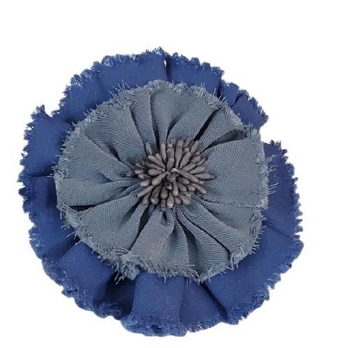 LOFT Blue Floral Fabric Pin Brooch #425