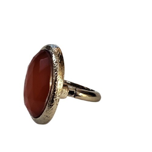 Orange Facet Stone Stretch Ring sz 6.5 #1276