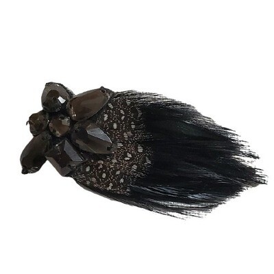 LOFT Black Feather Rhinestone Hair Clip #464
