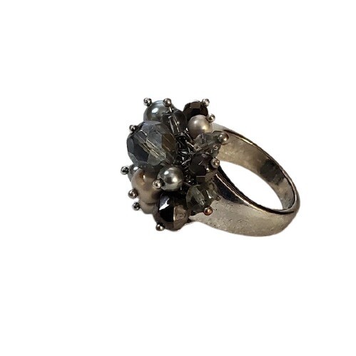 LOFT Grey Cluster Bead Ring sz 7 #1261