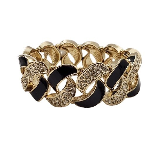 Ann Taylor Black Enamel Stretch Bracelet #1525