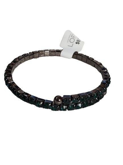 LOFT Emerald Green Rhinestone Coil Bangle Bracelet #967