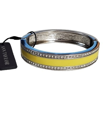 Ann Taylor Yellow Enamel Rhinestone Bangle Bracelet #939