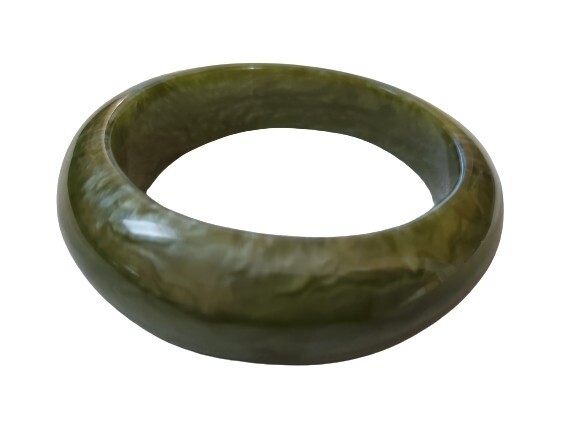 Olive Enamel Bangle Bracelet #901