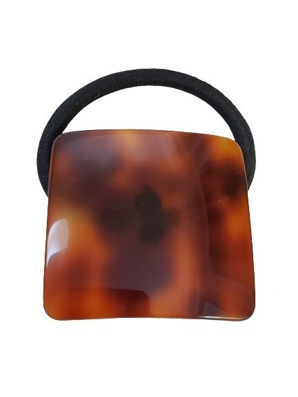 Brown Tortoise Square Hair Scrunchy #1026