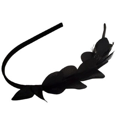 LOFT Black Chiffon Feather Headband #630