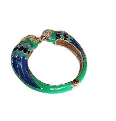 Ann Taylor Enamel Rhinestone Parrot Bangle Bracelet #821