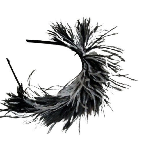 LOFT Black White Feather Headband #456