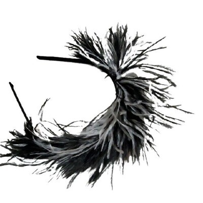 LOFT Black White Feather Headband #456