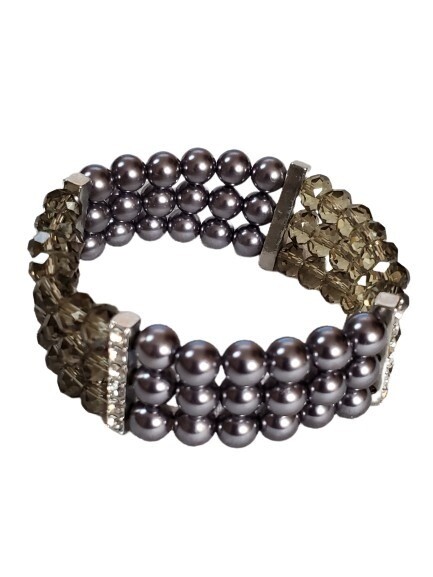 LOFT Grey Ball Rhinestone Stretch Bracelet #1097