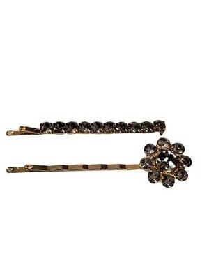 LOFT Gold Rhinestone Floral Hair Pins #1042