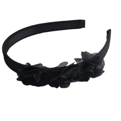 LOFT Black Chiffon Flower Bead Headband #467