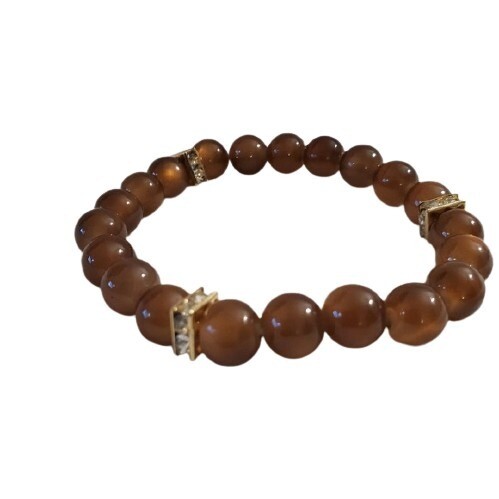 Brown Bead Rhinestone Stretch Bracelet #1503
