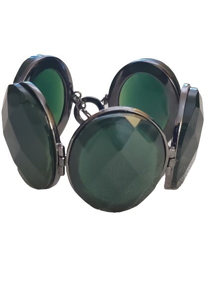 Ann Taylor Green Facet Gem Stone Bracelet #1110