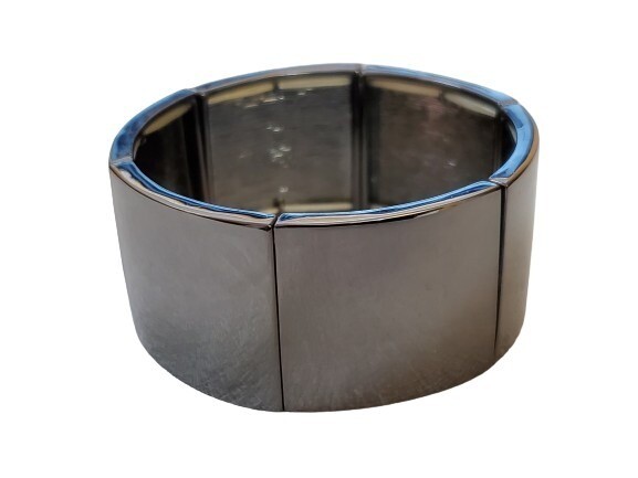 Shiny Pewter Square Blocks Stretch Bracelet  #904