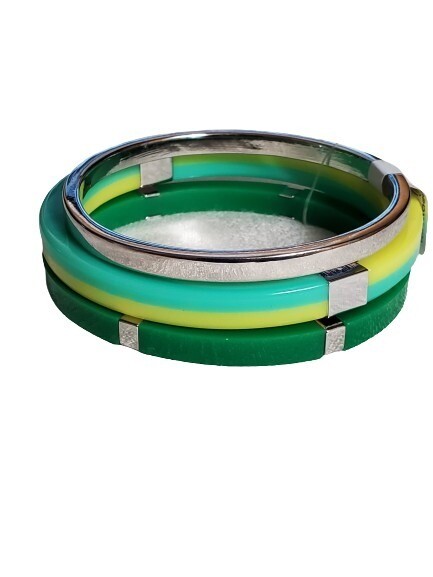LOFT Green Yellow Bangle Bracelet Set #953