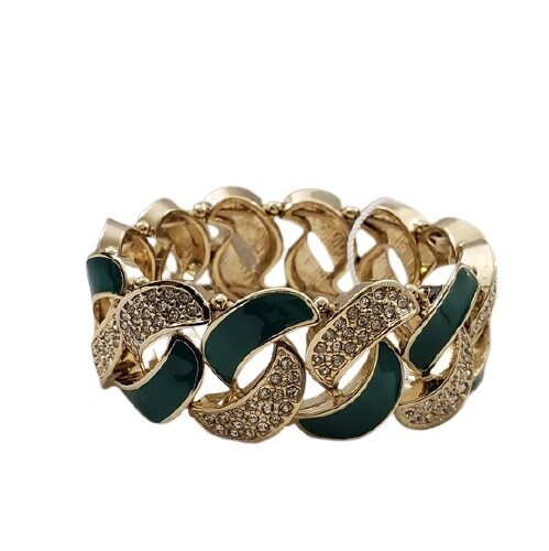 Ann Taylor Green Enamel Stretch Bracelet #1524