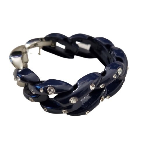 Blue Resin Rhinestone Chainlink Bracelet #1482