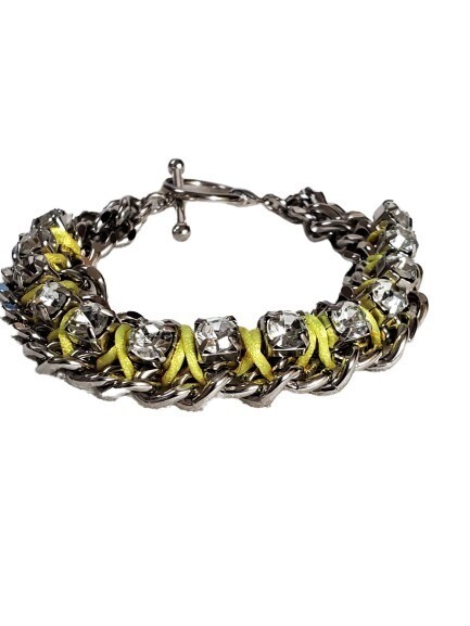 LOFT Rhinestone Yellow Ribbon Bracelet #998