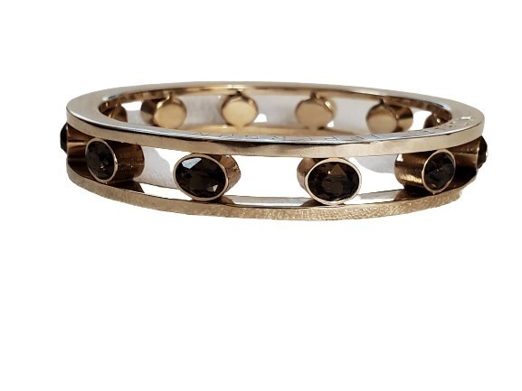 Michael Teperson Bezel Set Glass Gemstone Bangle Bracelet #927